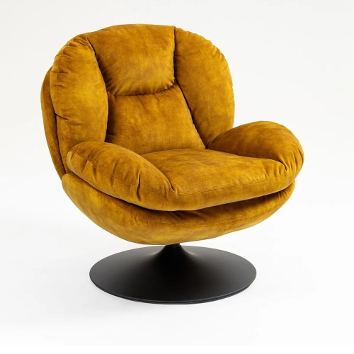 Fauteuil TOPI velours Ocre
