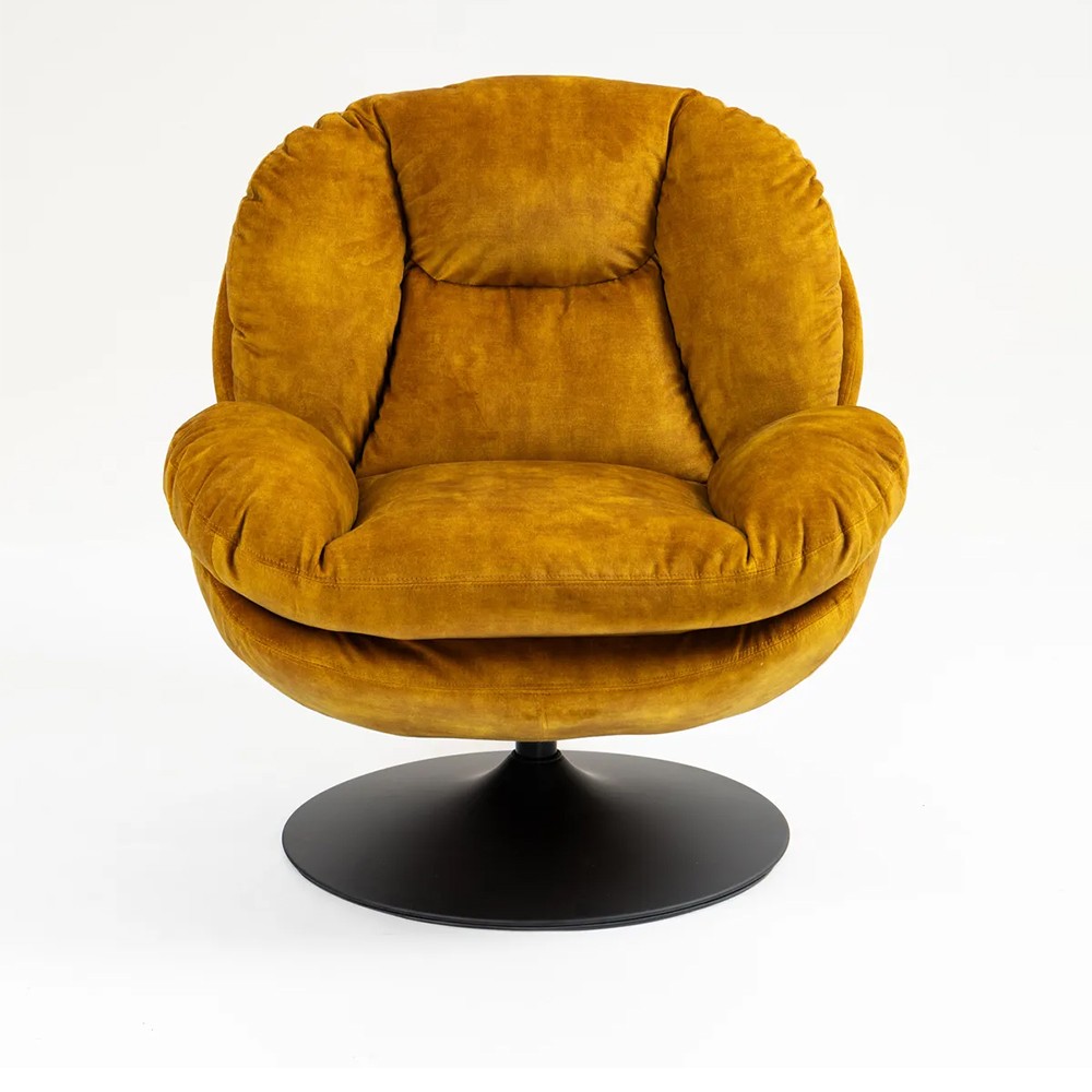 Fauteuil TOPI velours Ocre