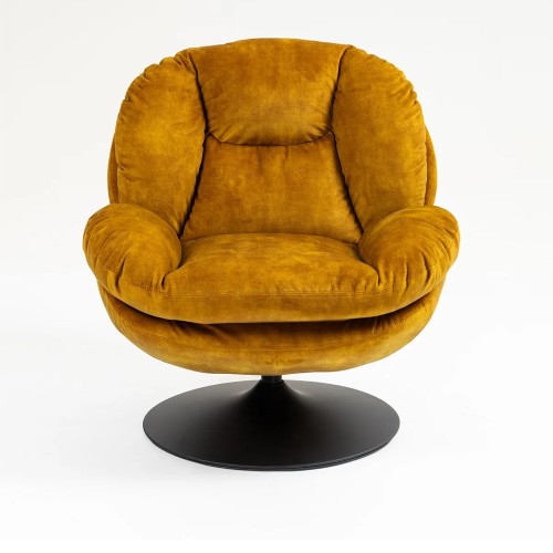 Fauteuil TOPI velours Ocre