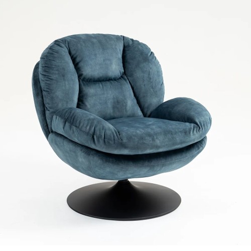 Fauteuil TOPI velours Bleu gris