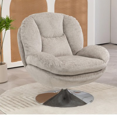 Fauteuil TOPI velours côtelé blanc
