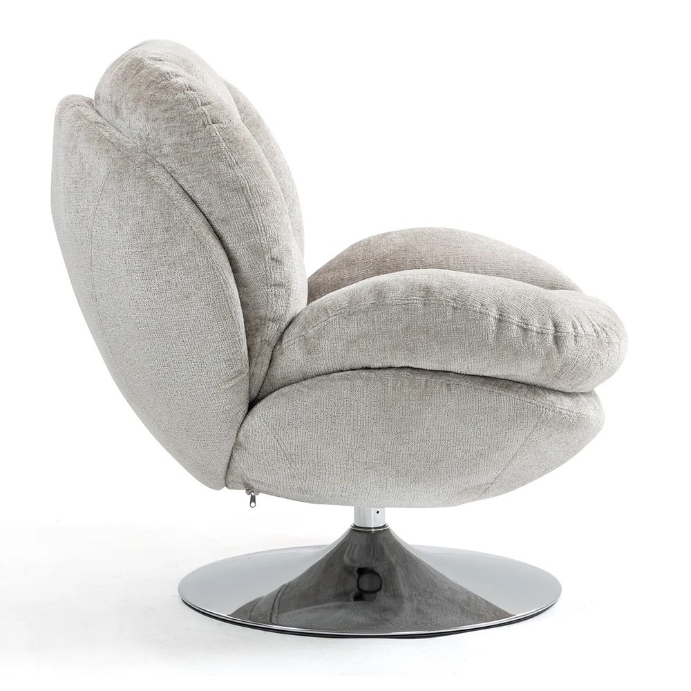 Fauteuil TOPI velours côtelé blanc