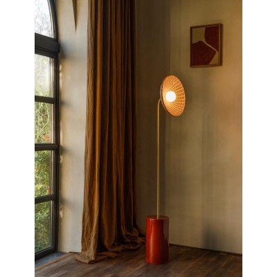 Lampadaire Arvin courbé marron/bordeaux