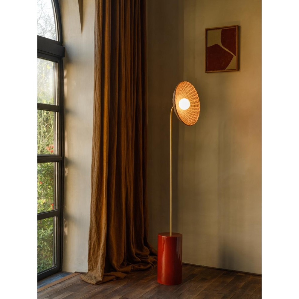 Lampadaire Arvin courbé marron/bordeaux