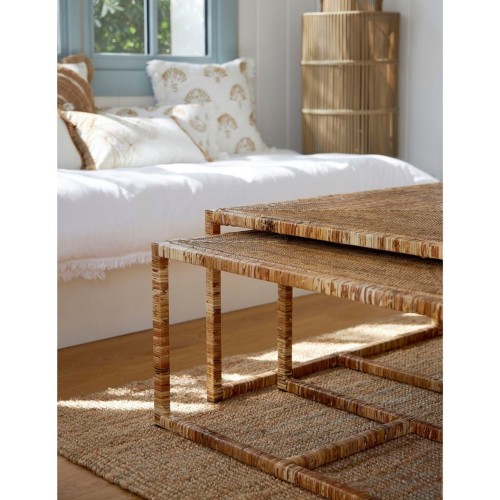 Tavolino nidificante PASIL (set di 3) in rattan naturale