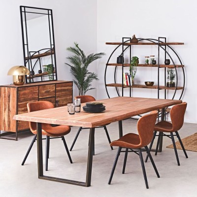 Tavolo da pranzo FACTORY in acacia massiccia e gambe in ferro nero 200 X 100 X H77CM 2