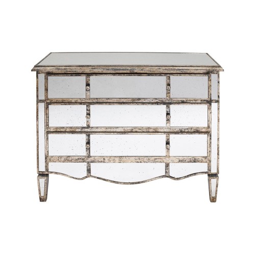 Commode met 3 laden in gepatineerd spiegelhout