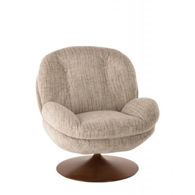 Fauteuil Memento Chiné Beige, pied Walnut Athezza