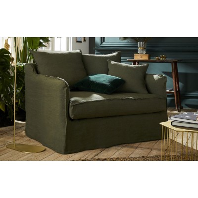 Linen armchair Cap Ferret 120 cm (edge to edge) Moodntone Home Spirit