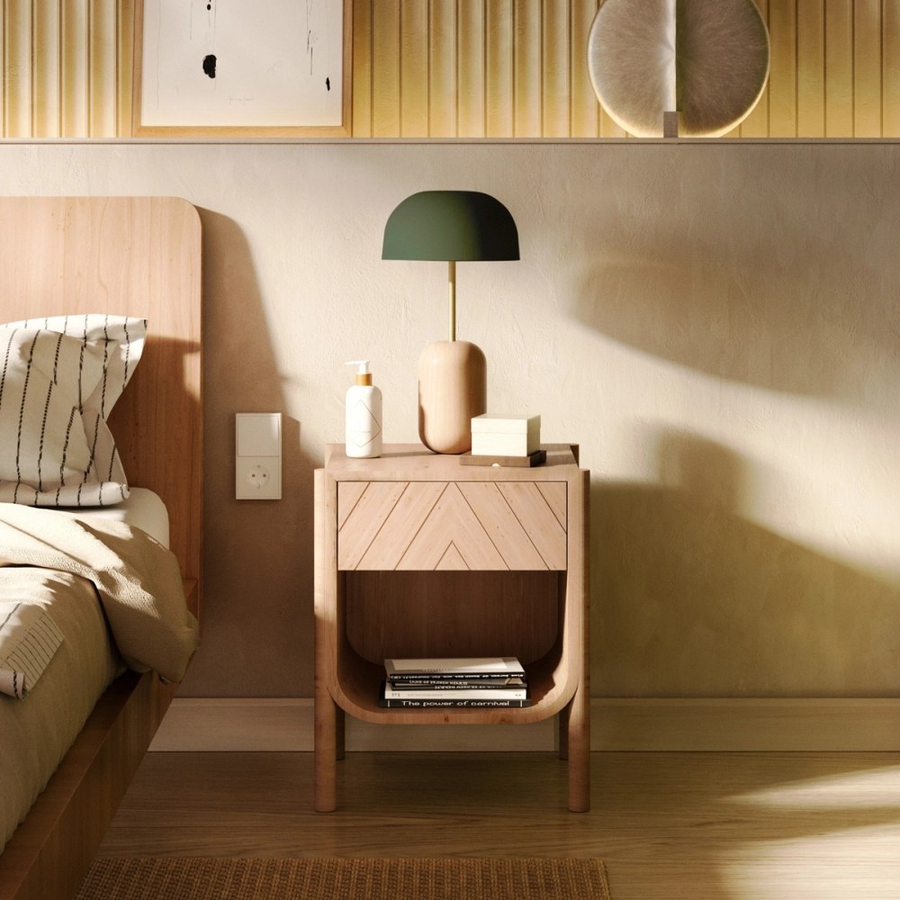 Table lamp Nina, brass stem/slate grey shade