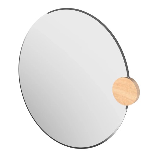 Miroir Sonia Rond 90cm, verre naturel, chêne
