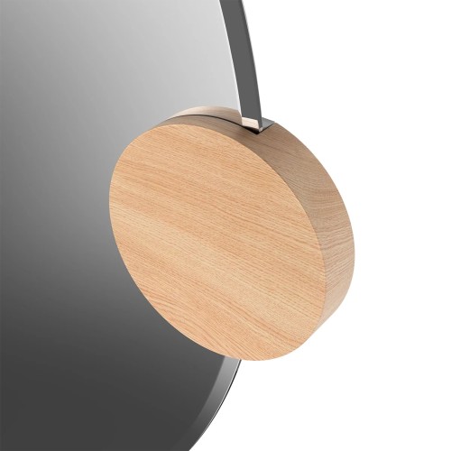 Miroir Sonia Rond 90cm, verre naturel, chêne