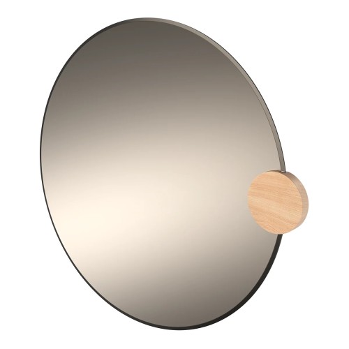 Miroir Sonia Rond 90cm, verre fumé, chêne