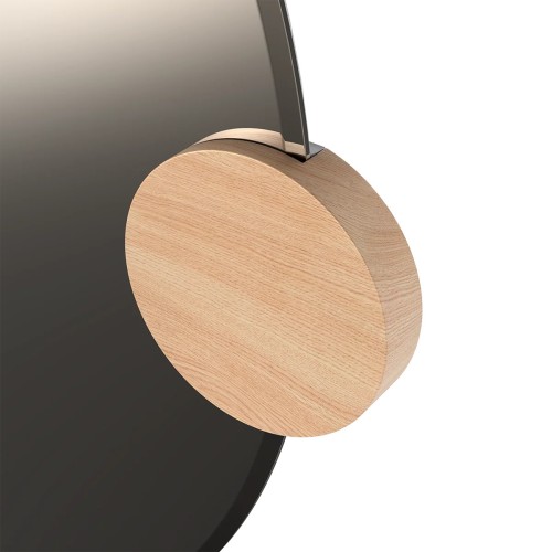 Miroir Sonia Rond 90cm, verre fumé, chêne