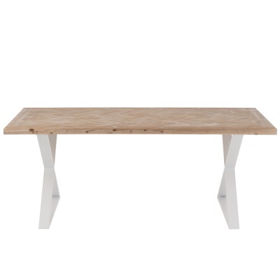 Zigzag-tafel Hout/Metaal Naturel/Wit 2