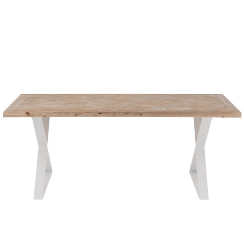 Zigzag Table Wood/Natural Metal/White