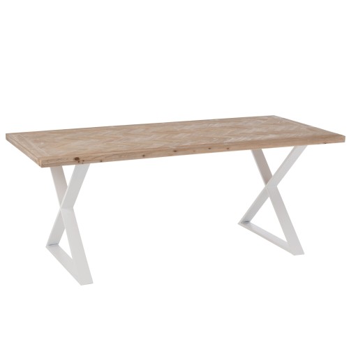Zigzag Table Wood/Natural Metal/White