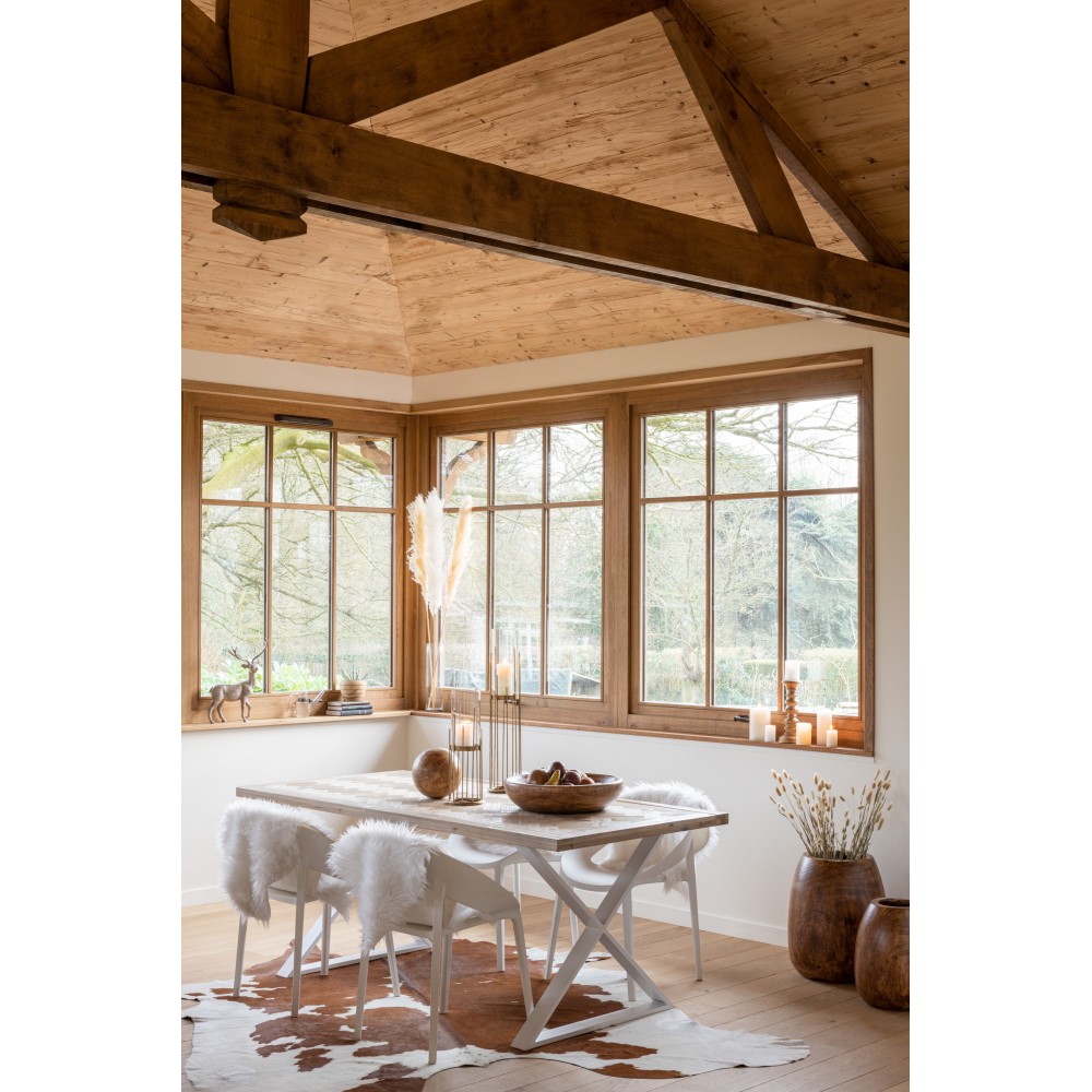 Tisch Zigzag Holz/Metall Natur/Weiß