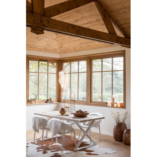 Tavolo Zigzag Legno/Metallo Naturale/Bianco