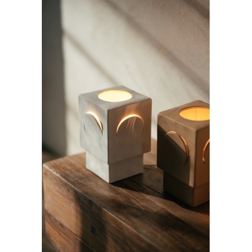 Lampe de table -ECLIPSE- L 13 x W 13 x H 20,5 cm - blanc