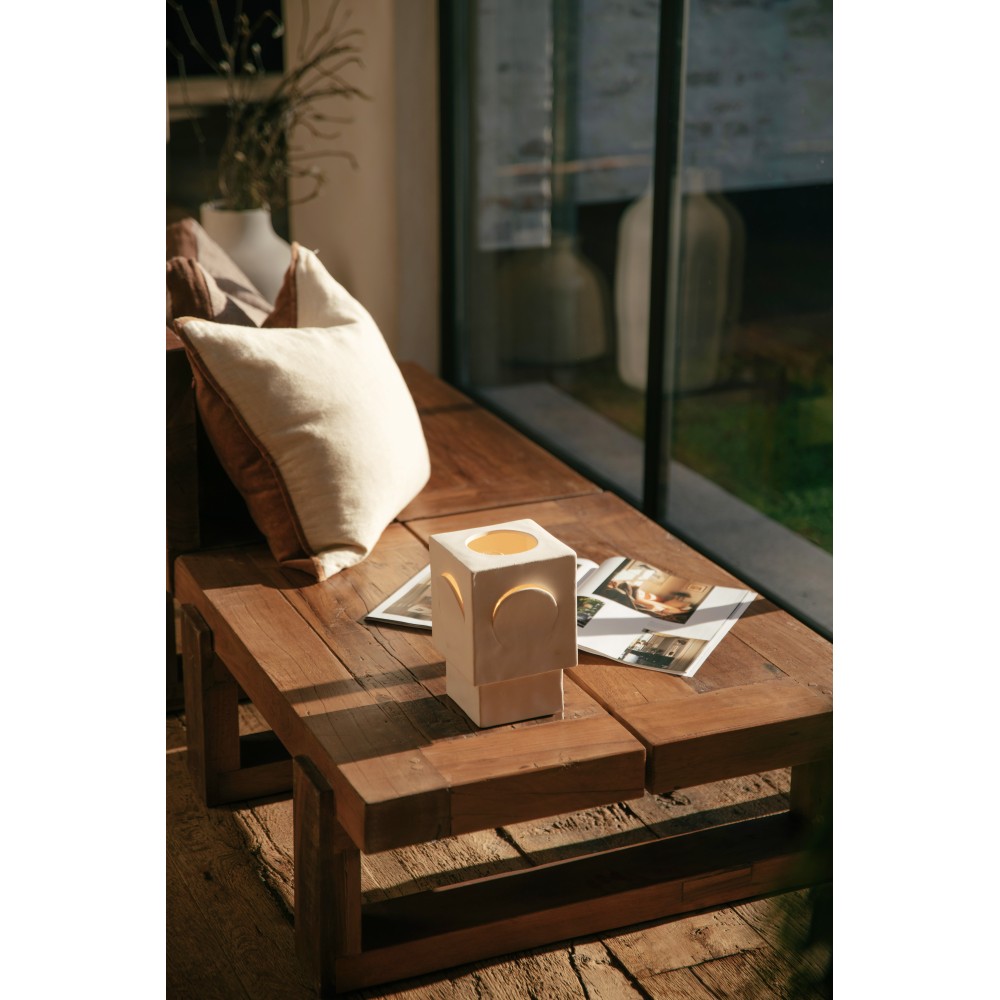 Lampe de table -ECLIPSE- L 13 x W 13 x H 20,5 cm - blanc