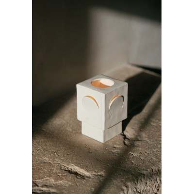 Lampe de table -ECLIPSE- L 13 x W 13 x H 20,5 cm - blanc Pomax