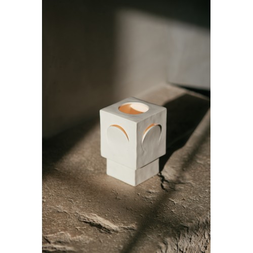 Lampe de table -ECLIPSE- L 13 x W 13 x H 20,5 cm - blanc