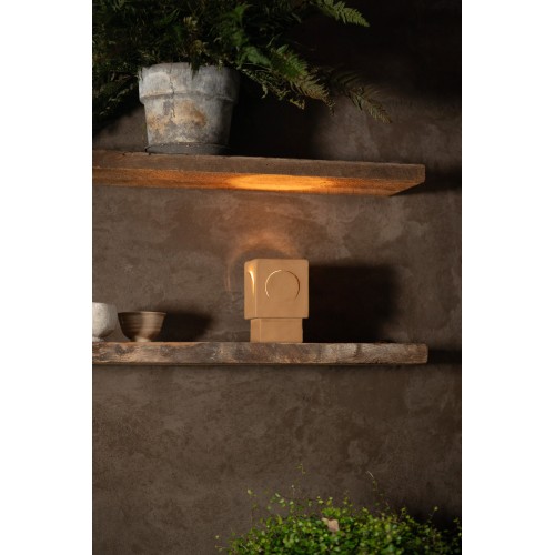 Lampe de table -ECLIPSE- L 13 x W 13 x H 20,5 cm - ocre