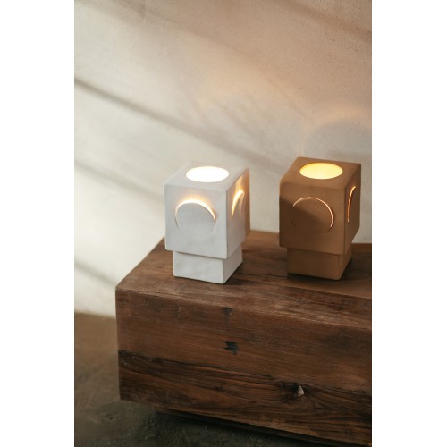 Lampe de table -ECLIPSE- L 13 x W 13 x H 20,5 cm - ocre