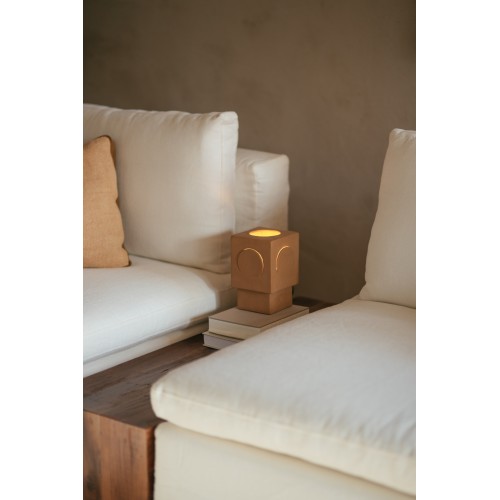 Lampe de table -ECLIPSE- L 13 x W 13 x H 20,5 cm - ocre