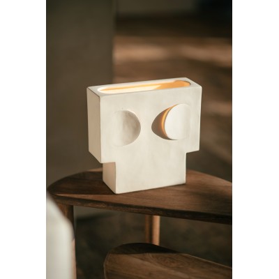 Lampe de table -ECLIPSE- L 13 x W 13 x H 20,5 cm - blanc Pomax