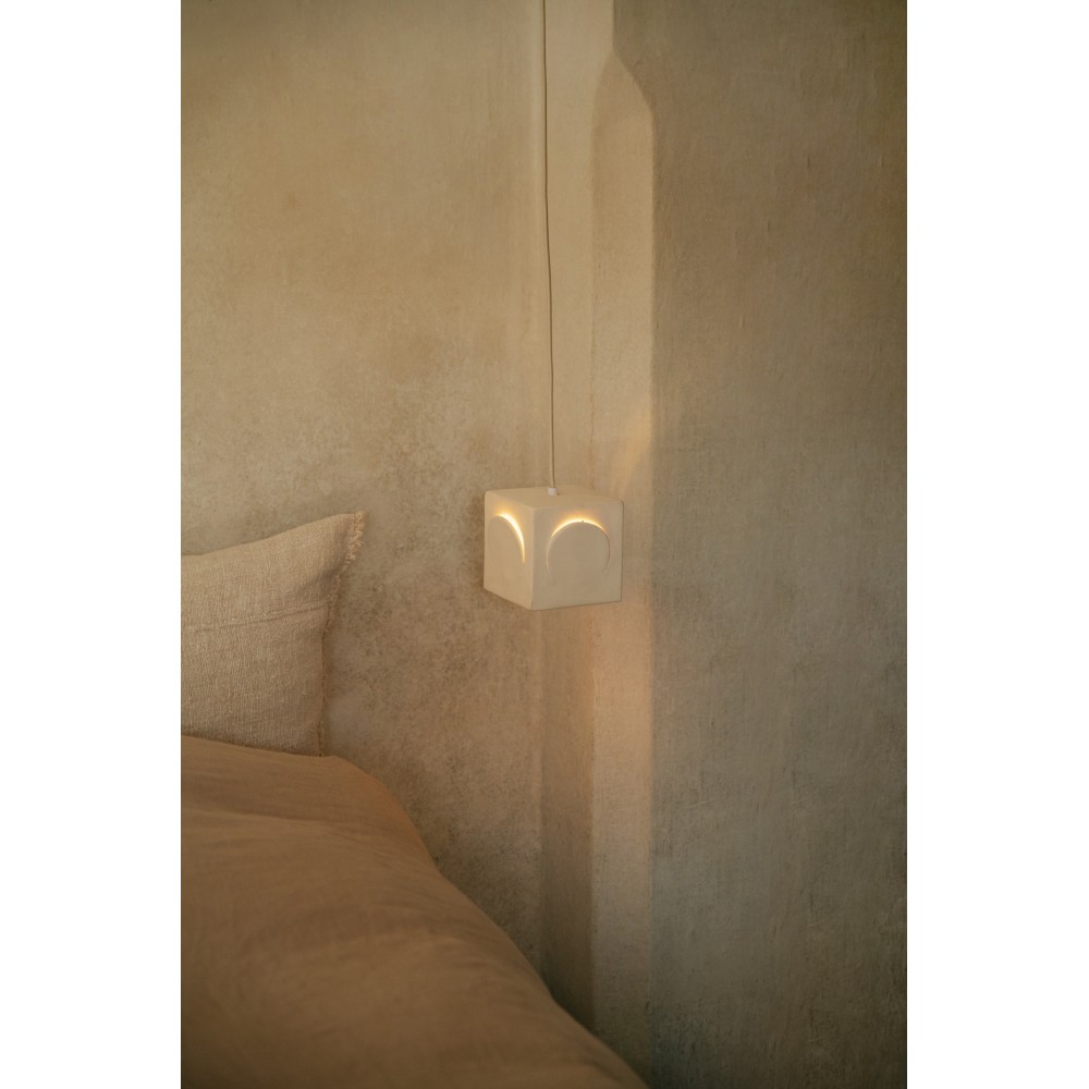 Suspension -ECLIPSE- L 13 x W 13 x H 13 cm - blanc