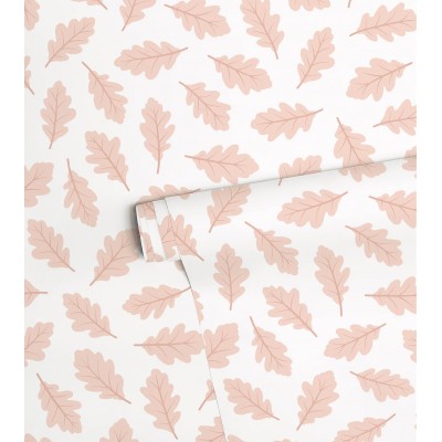 Papier peint - JÖRO - Rose - feuilles de chêne Lilipinso