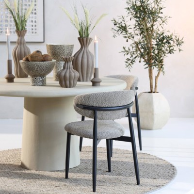 Chaise ENIOLA - 54x52x76 cm - Taupe et noir 2