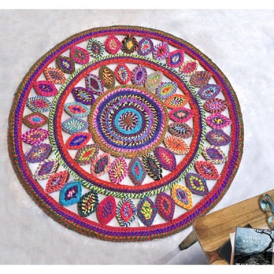 Tapis Bowey en coton multicolore diameter 90 cm The Rug Republic