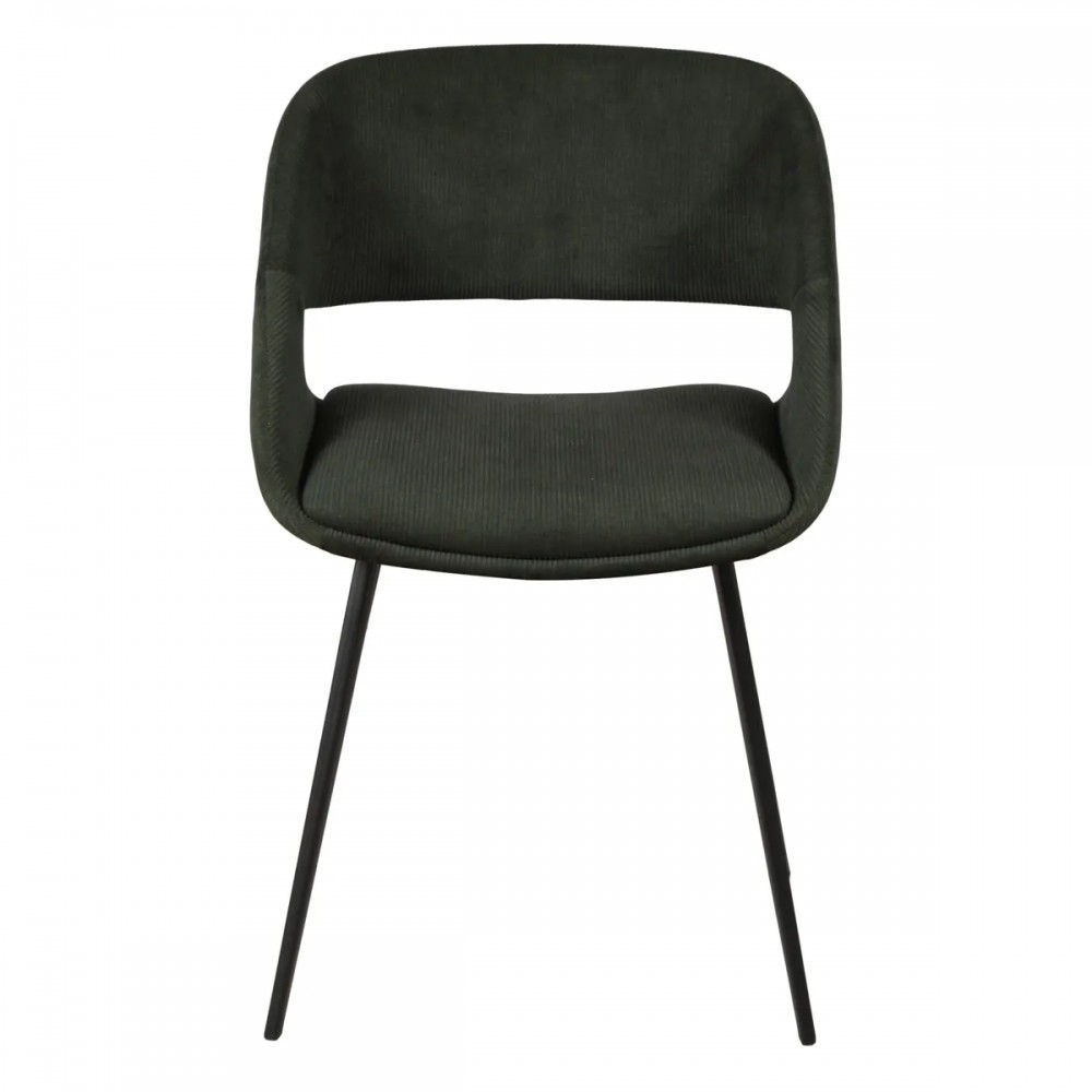 Chaise ADA - Velours côtelé - vert foncé