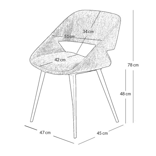 Chaise ADA - velours côtelé - Ecru