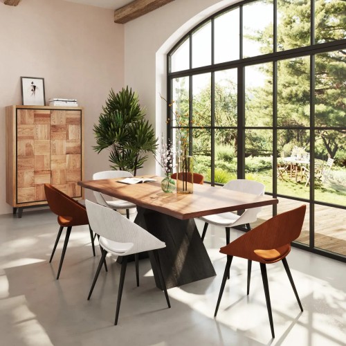 Chaise ADA - velours côtelé - Cognac