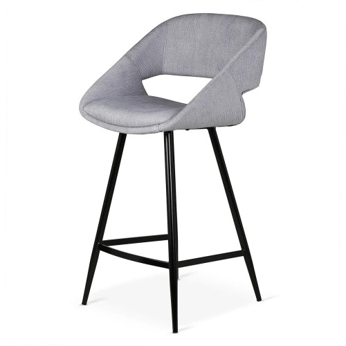 Tabouret ADA - velours côtelé - Gris clair