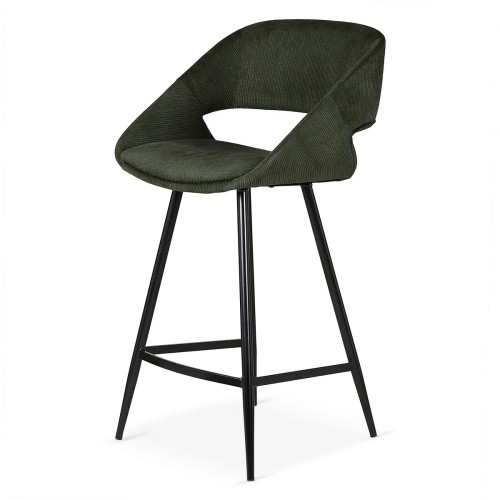 Tabouret ADA - velours côtelé - Vert foncé