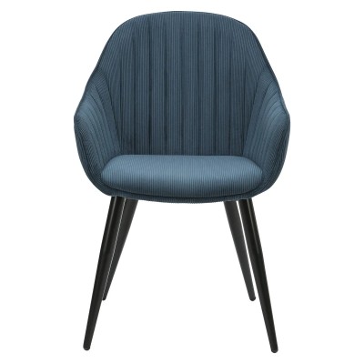 Chaise BARI -velours côtelé - Bleu Moodntone