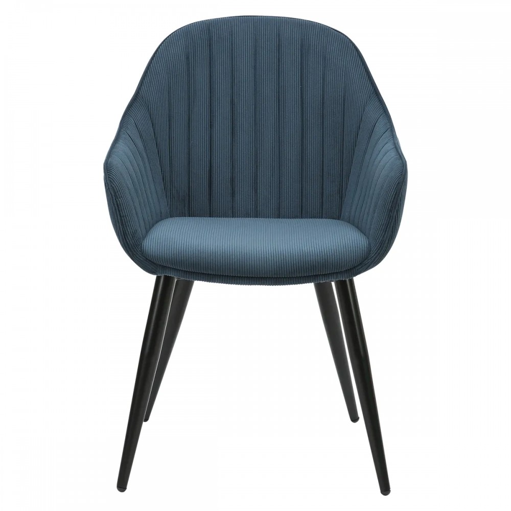 Chaise BARI -velours côtelé - Bleu