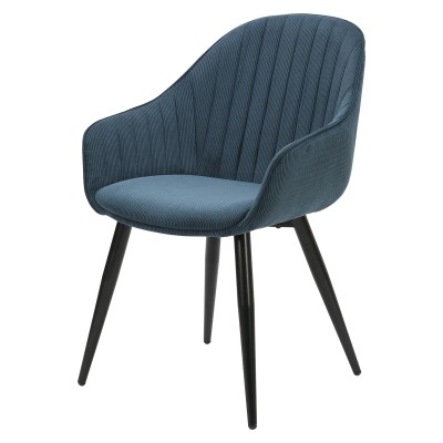 Chaise BARI -velours côtelé - Bleu 2