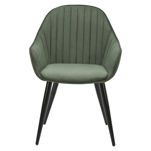 Chaise BARI - velours côtelé - Vert kaki