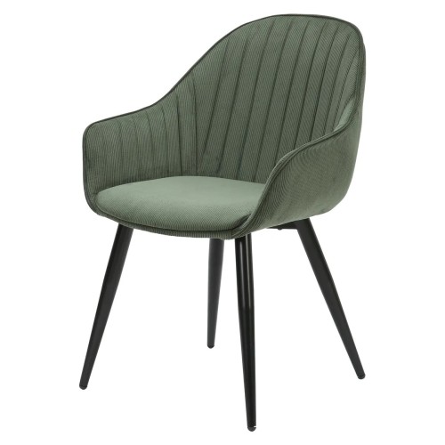 Chaise BARI - velours côtelé - Vert kaki