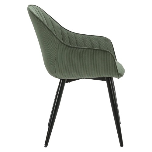 Chaise BARI - velours côtelé - Vert kaki