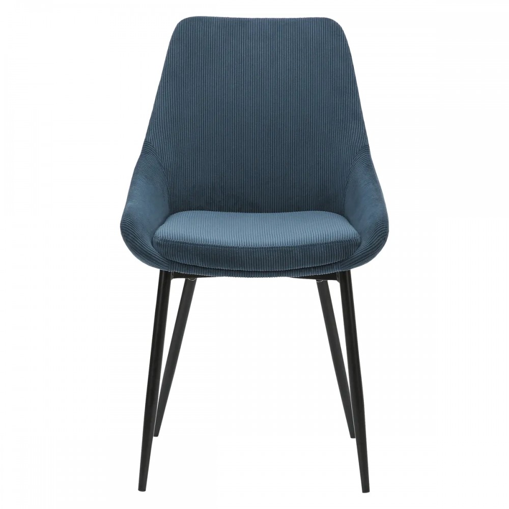 Chaise BARI - velours côtelé - Bleu