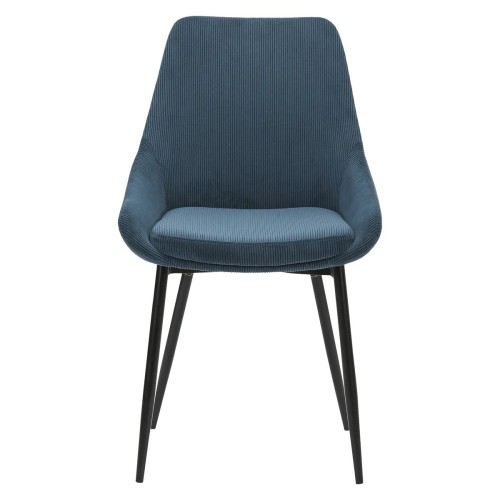 Chaise BARI - velours côtelé - Bleu