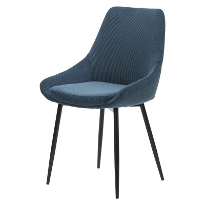 Chaise BARI - velours côtelé - Bleu 2