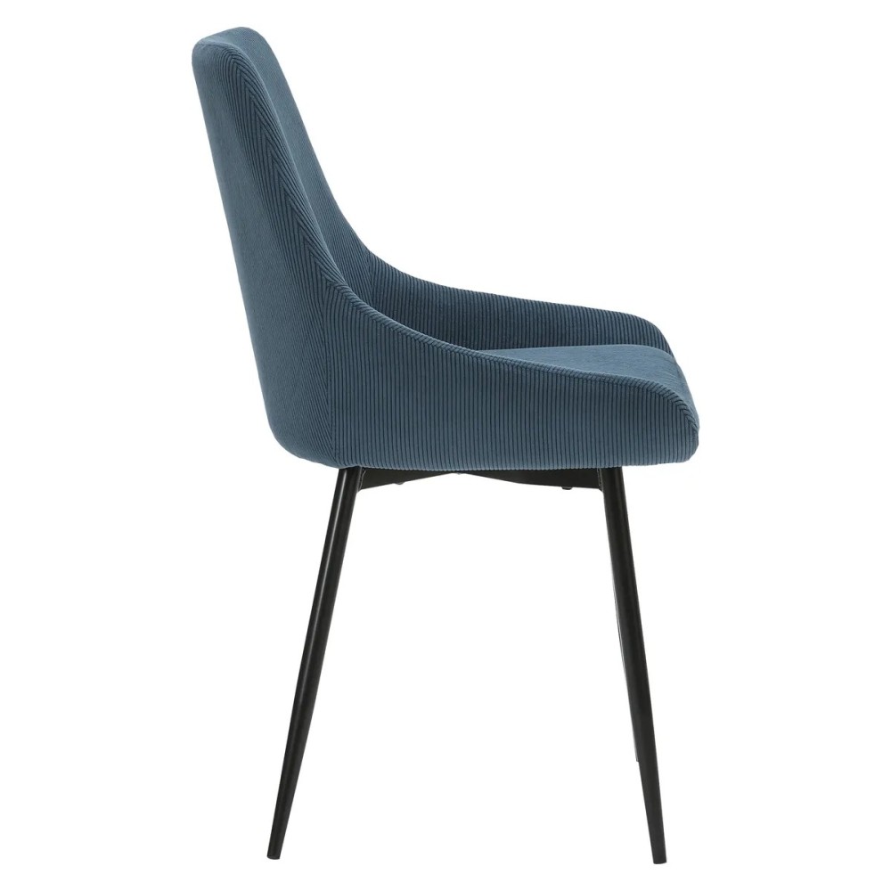 Chaise BARI -velours côtelé - Bleu